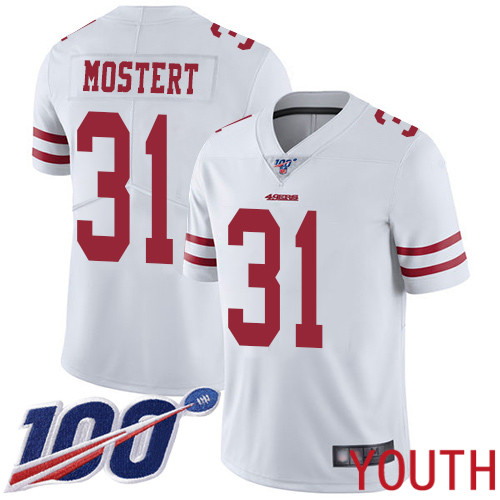 San Francisco 49ers Limited White Youth Raheem Mostert Road NFL Jersey 31 100th Season Vapor Untouchable